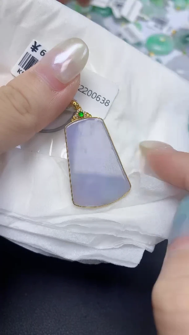 翡翠18K金镶嵌颈饰天然缅甸翡翠A货百元以上9元证书费自理