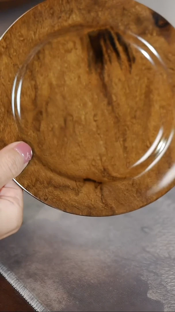 金丝楠003雨滴纹点心盘圆盘