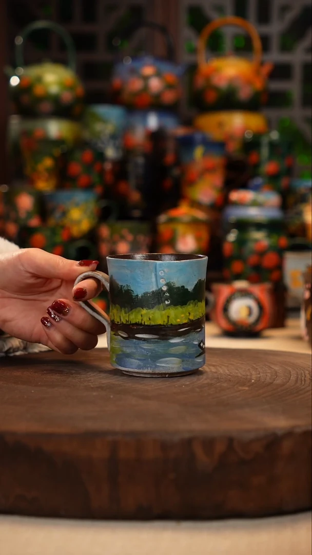 紫砂油画手绘釉下彩