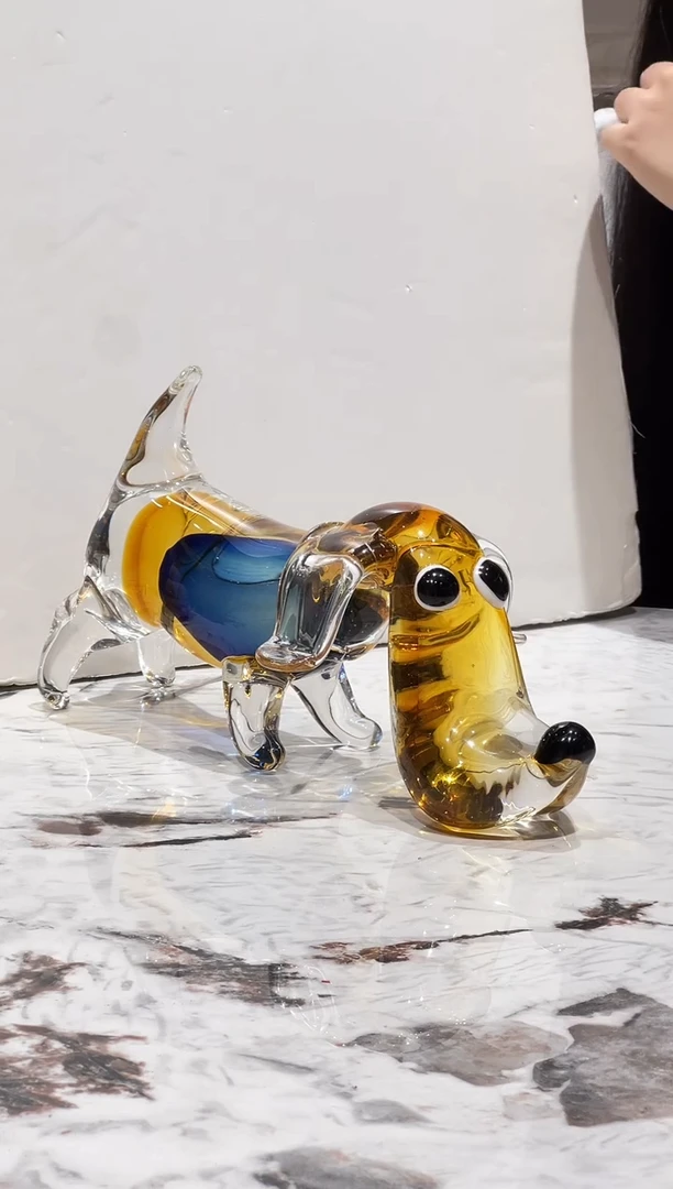 可爱狗狗琉璃摆件