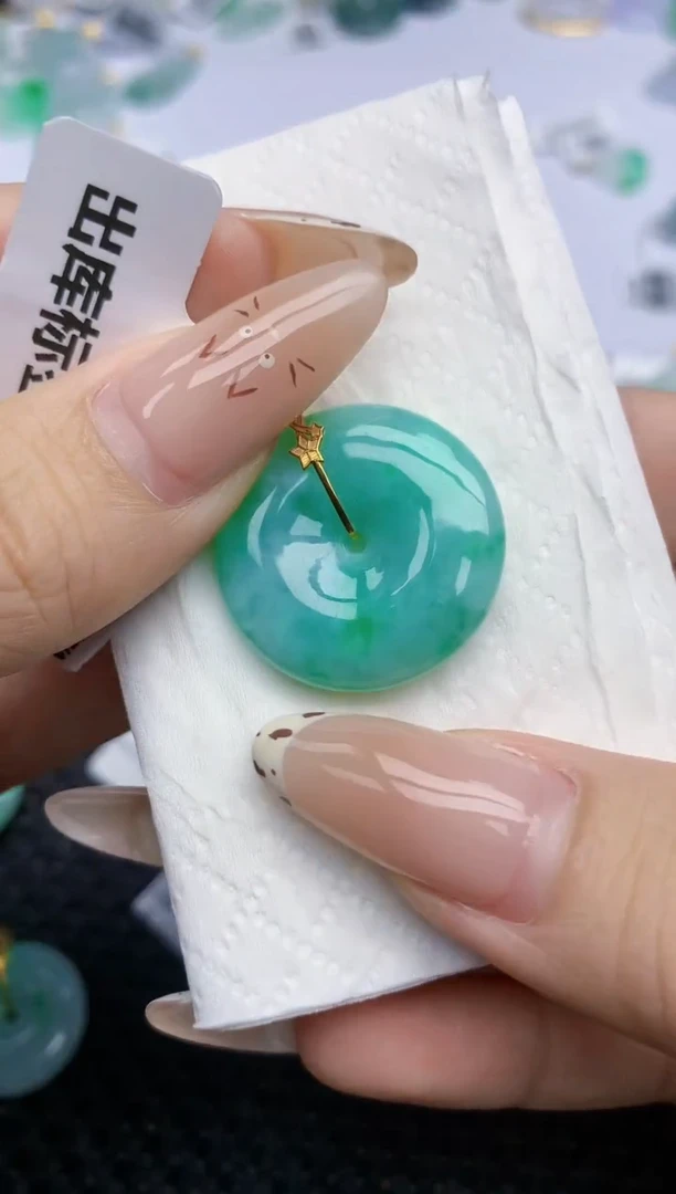 翡翠18K金镶嵌颈饰669   天然翡翠A货