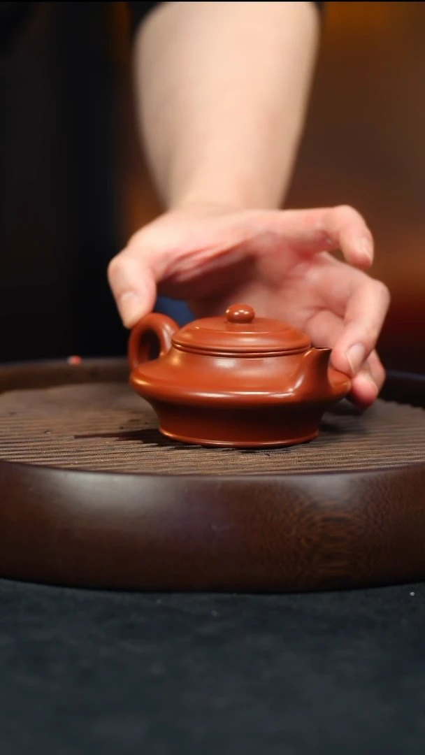 【闪购商品】紫砂茶壶朱泥 虚扁壶 LL