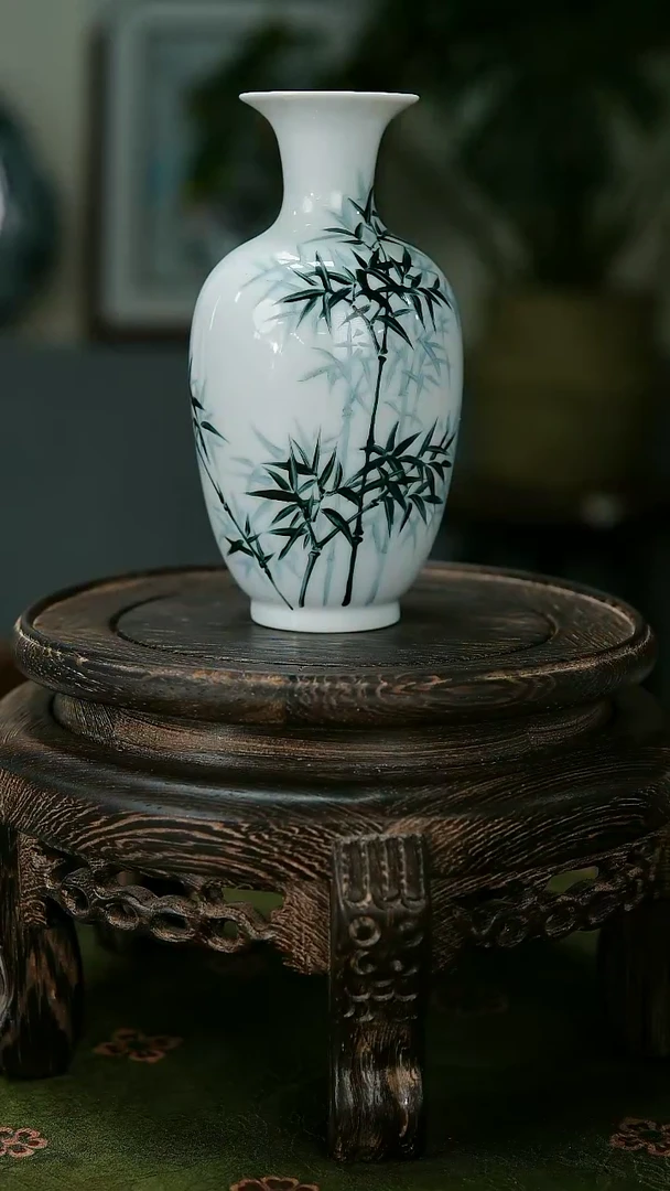 【闪购商品】008陶瓷供应链粉彩竹子画片}小赏瓶