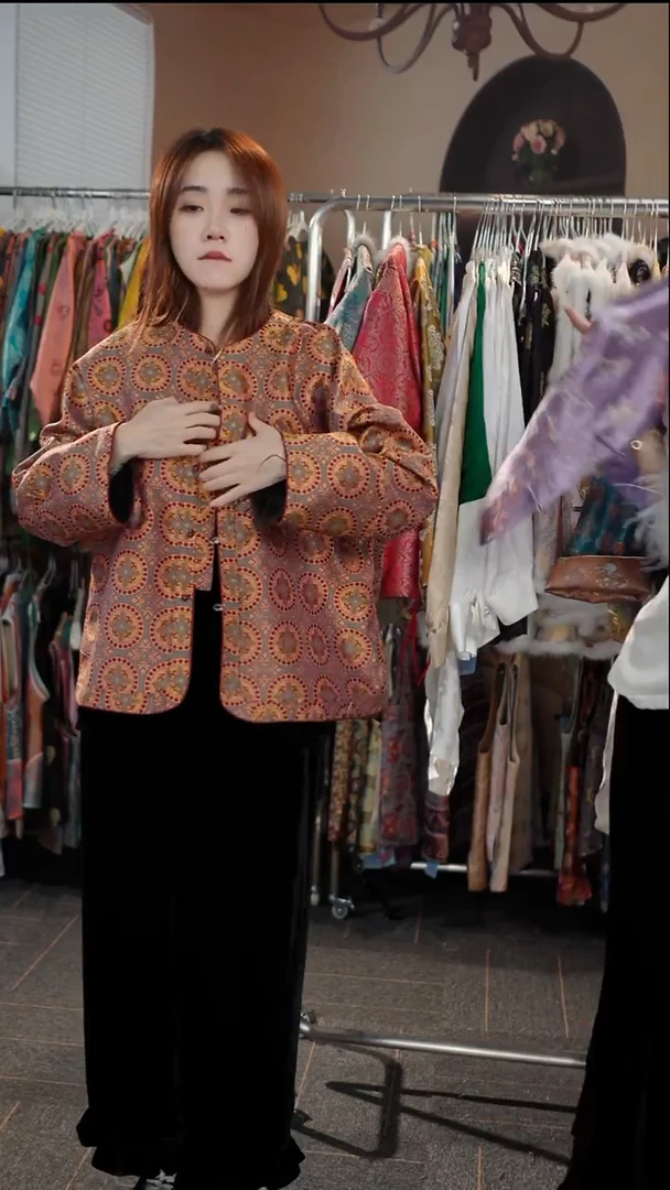 橙棕双面穿开衫