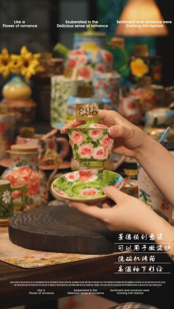 陶瓷888景德镇高温釉下彩绘设计师款式