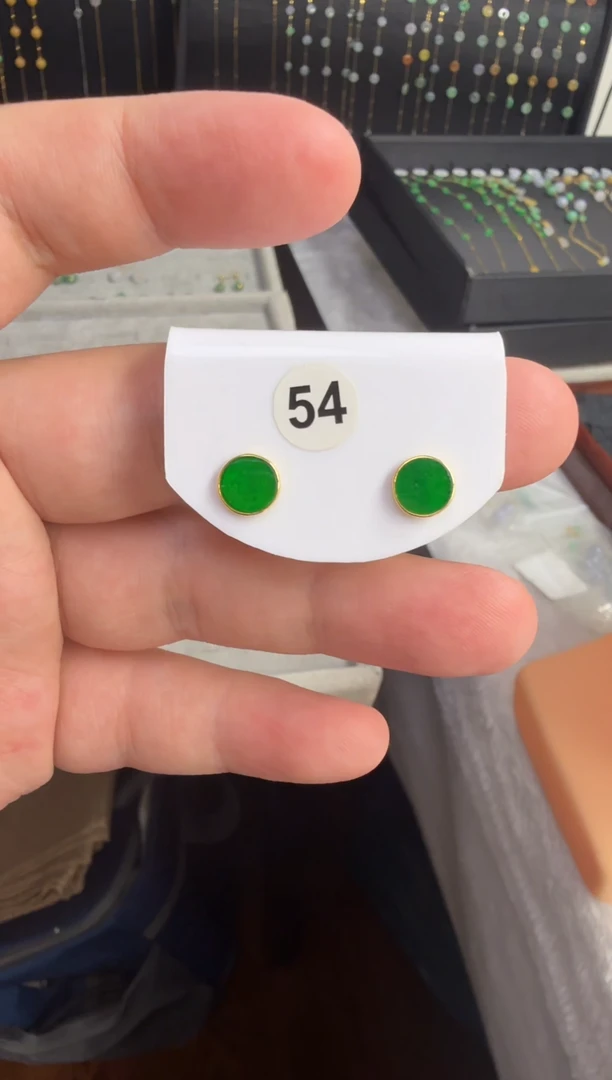 18K金镶嵌翡翠耳饰缅甸天然翡翠a货