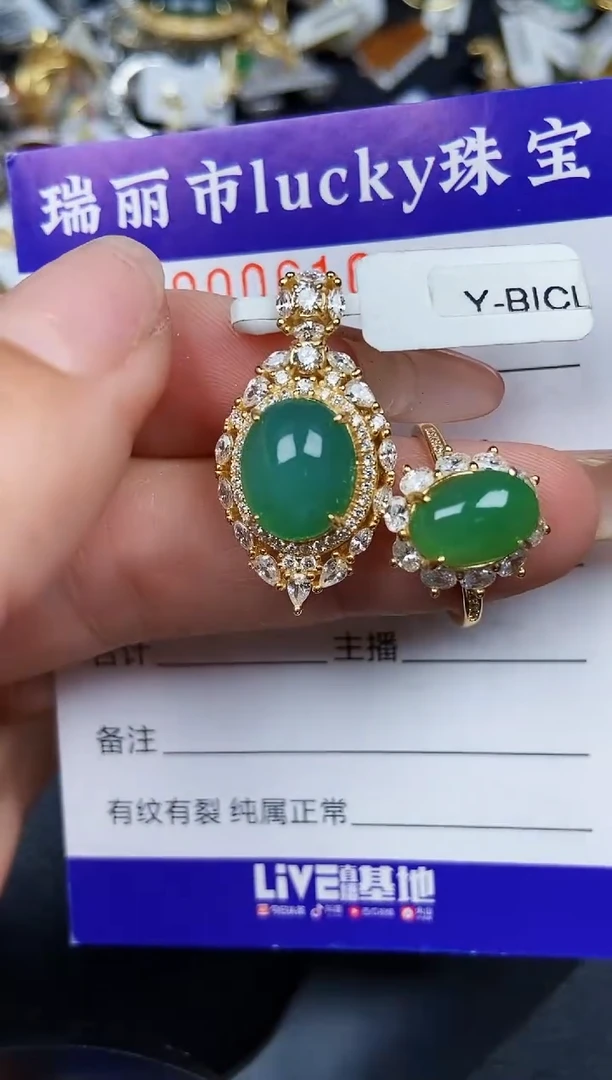 翡翠银S925镶嵌颈饰0610