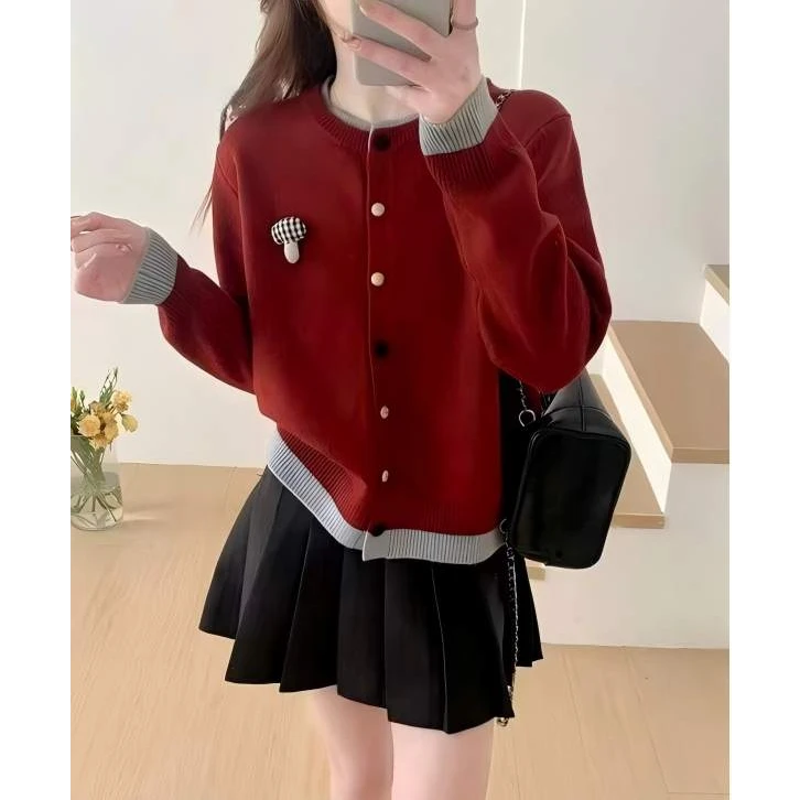 【卡蔻】2025蘑菇简约羊毛开衫（衣长58左右）