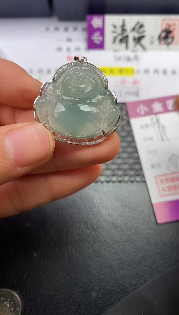 颈饰银S925镶嵌翡翠张*挂件