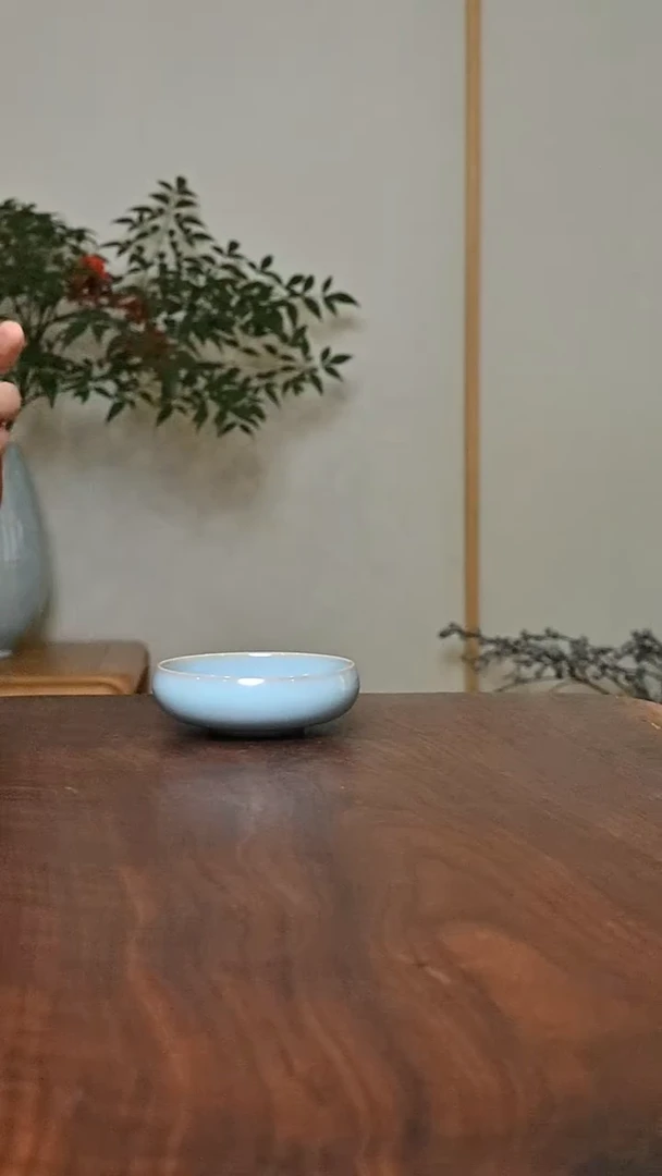 禅定杯 天青 微瑕 朱法喜款