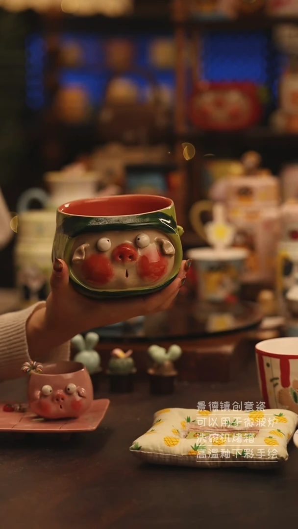 陶瓷景德镇可爱陶瓷釉下彩绘设计师款