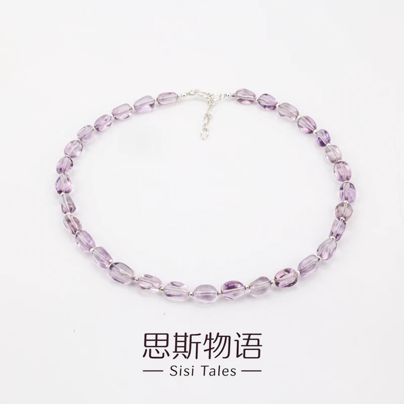 思斯原创 【月影星河】玻利维亚紫水不规则巴洛克风水晶S925银项链