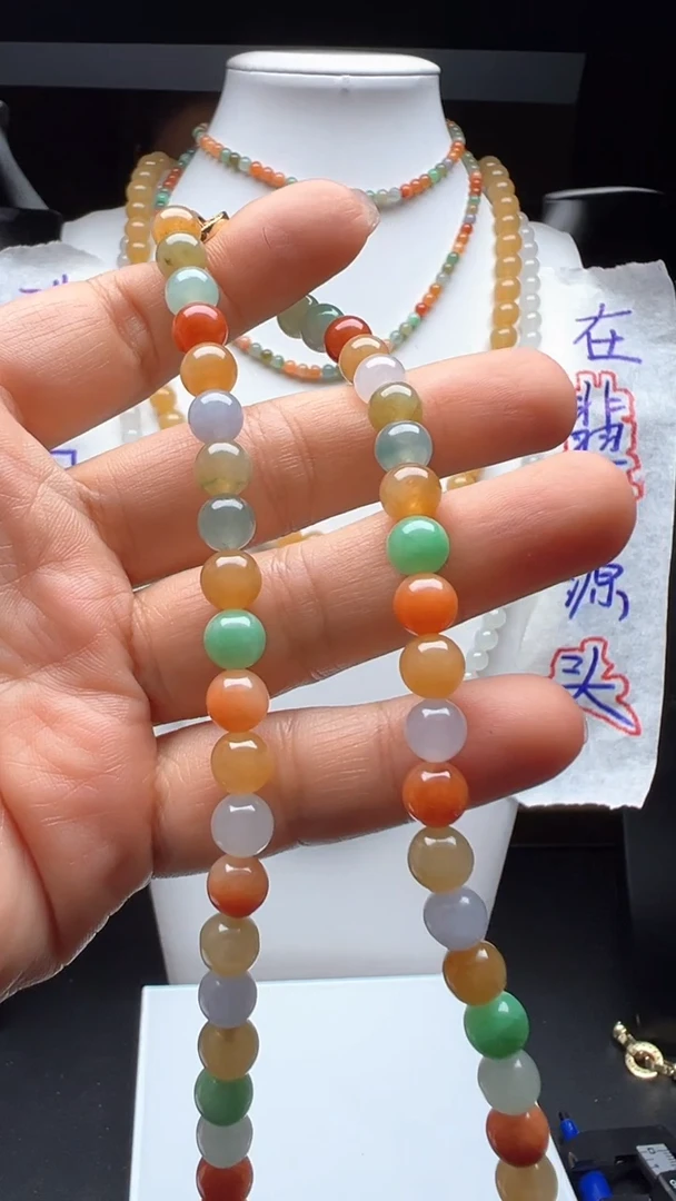 未镶嵌定制翡翠6.9mm 多宝项链