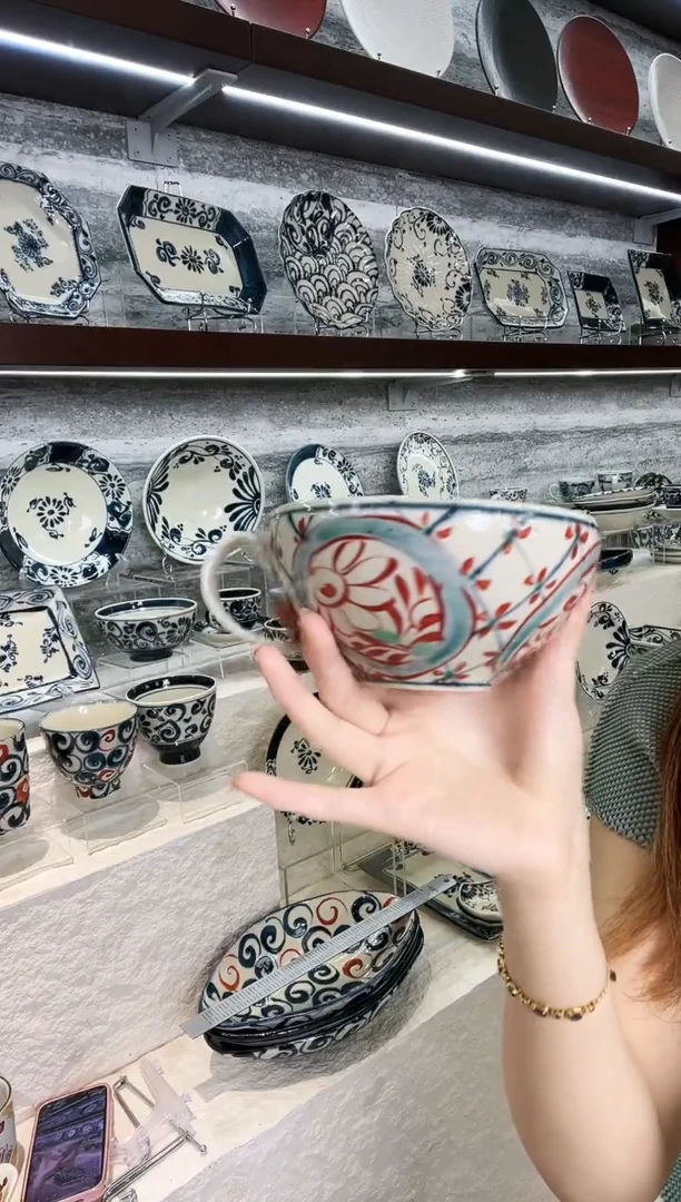 陶宗山窑早餐杯矮款-赤绘间取