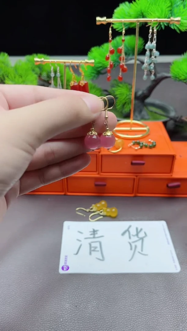 玛瑙/玉髓耳饰银S925镶嵌301