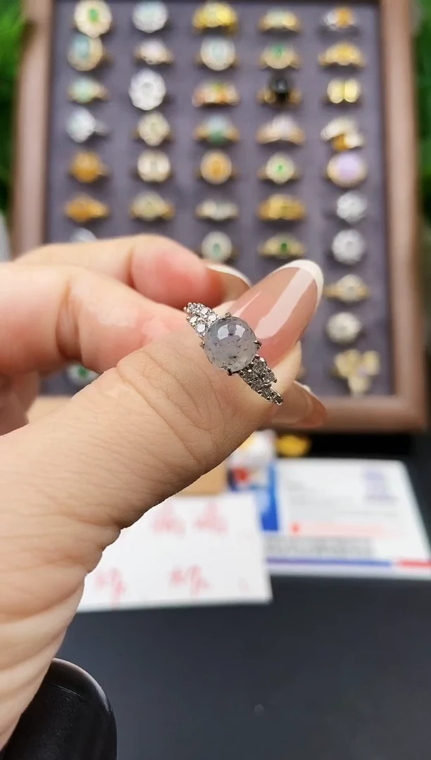 银S925镶嵌戒指翡翠010