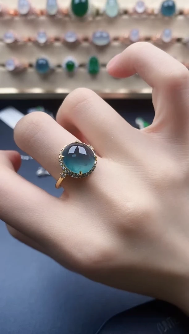 翡翠戒指银S925镶嵌一物一证一礼盒