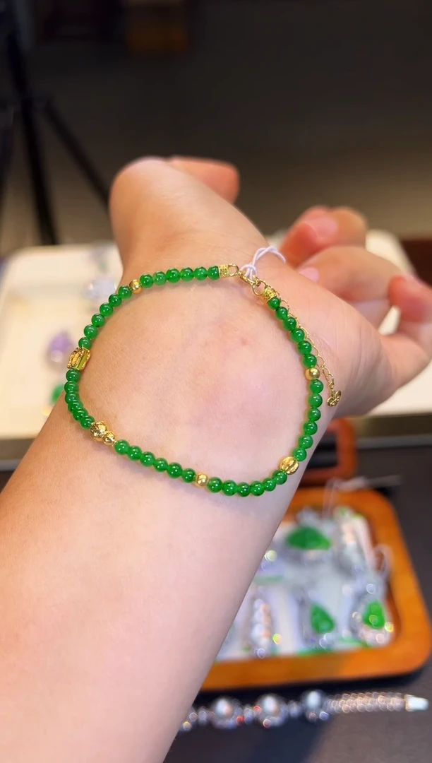 18K金镶嵌手链翡翠翡翠