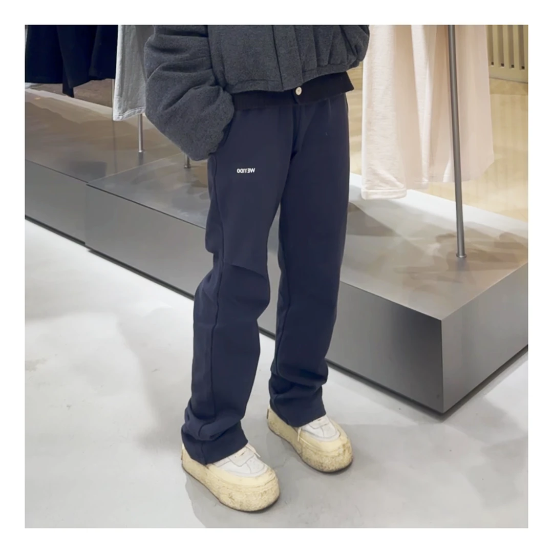 经典款几何褶皱卫裤解构风印花直筒休闲运动裤男女同款