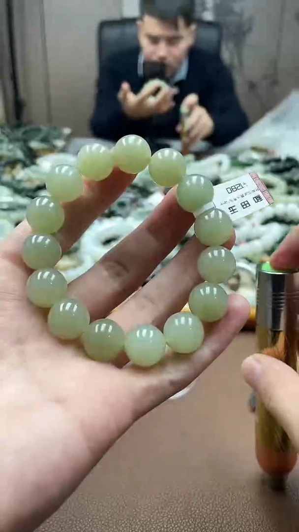 未镶嵌手串和田玉冰晴水14圆