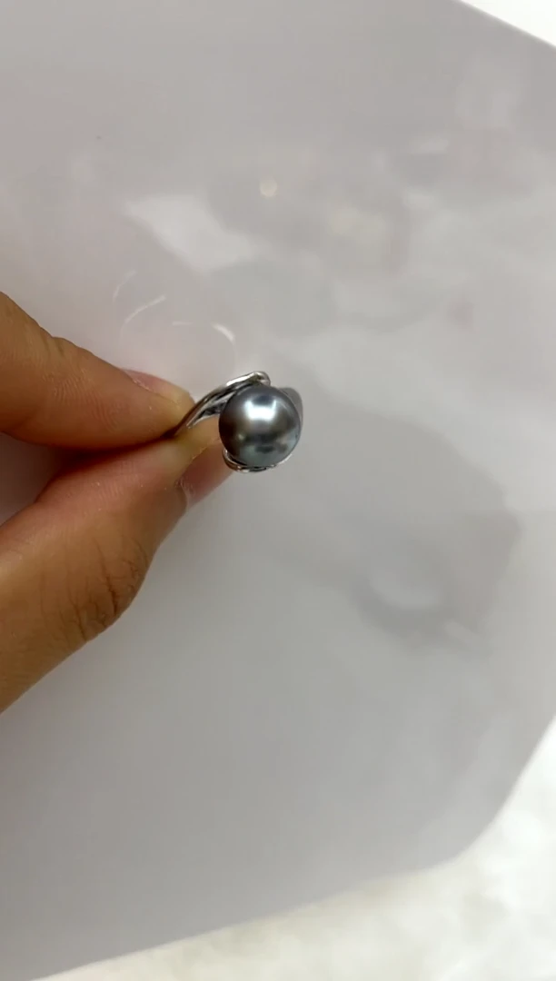 银S925镶嵌戒指海水珍珠10
