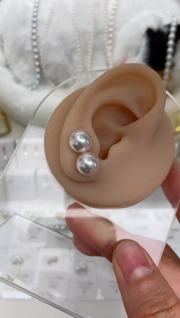 【闪购商品】海水珍珠耳钉18K金镶嵌9-9.5mm耳钉福利