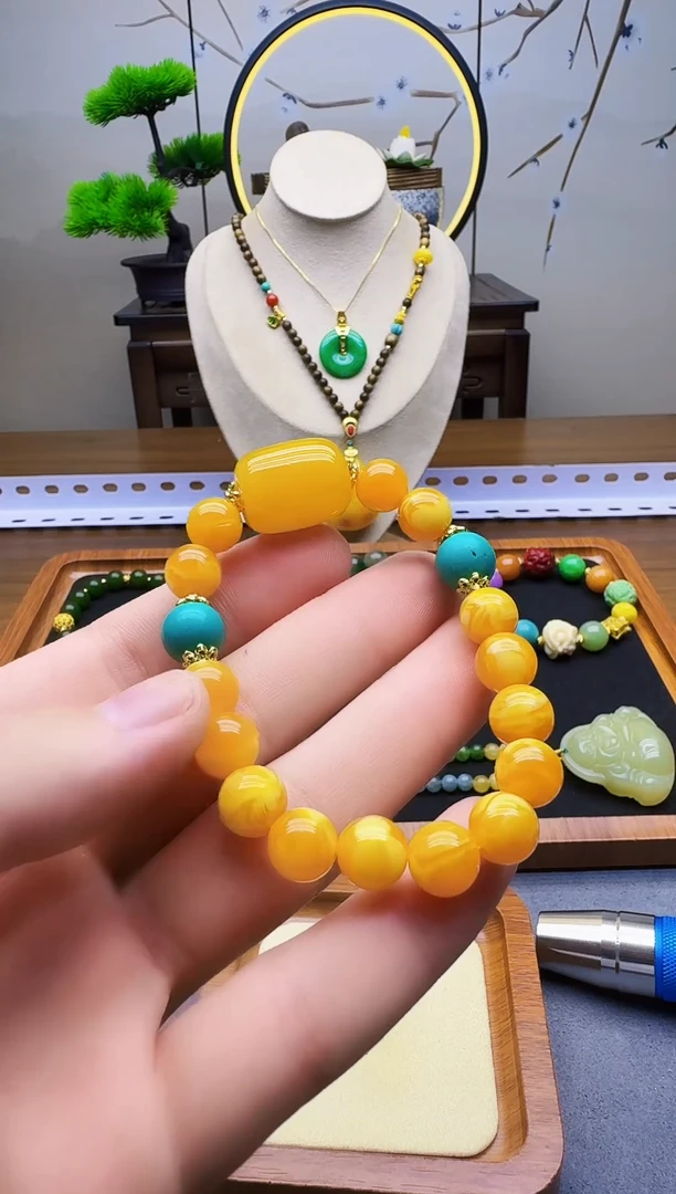 手链蜜蜡14K金镶嵌S105