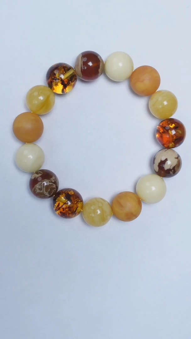 手链琥珀未镶嵌蜜蜡多宝手串15mm