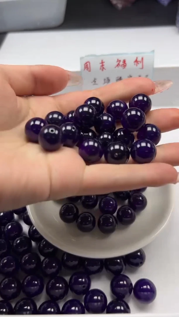 玛瑙/玉髓颈饰未镶嵌w2814紫俱来14mm*5颗