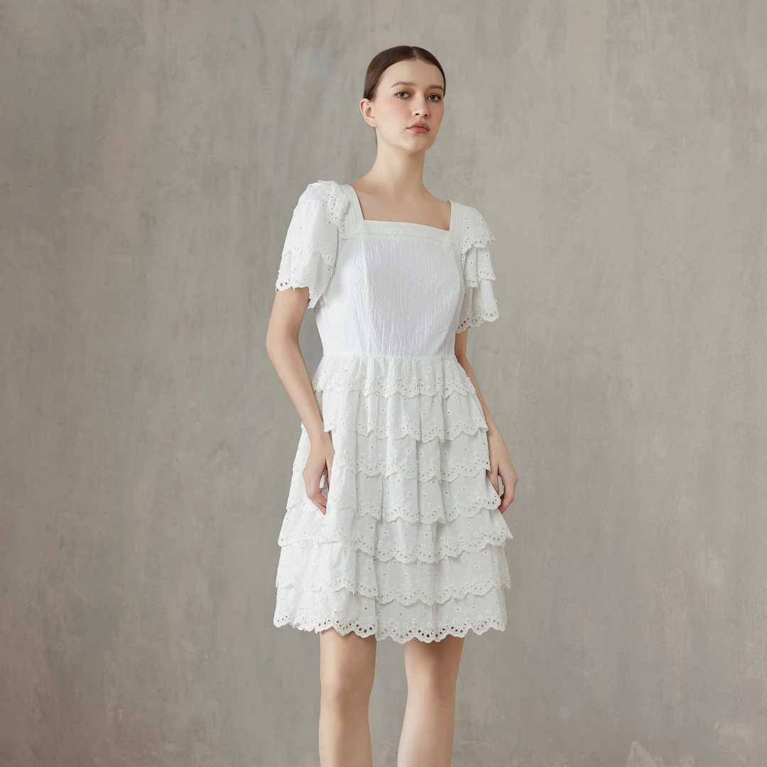 CHARFEN朝峰夏季优雅风收腰A字群女装连衣裙CFF2G550-5099G