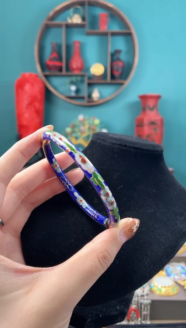 非遗手工景泰蓝开口镯子57-63宝蓝