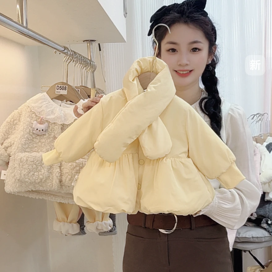 冬季女宝宝奶黄包面包服棉服加绒加厚韩版棉服