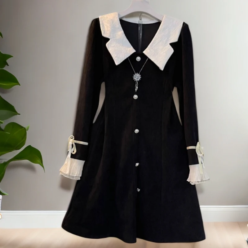 小香风黑色连衣裙大码显瘦复古气质裙子大码胖加宽加大女女大号裙
