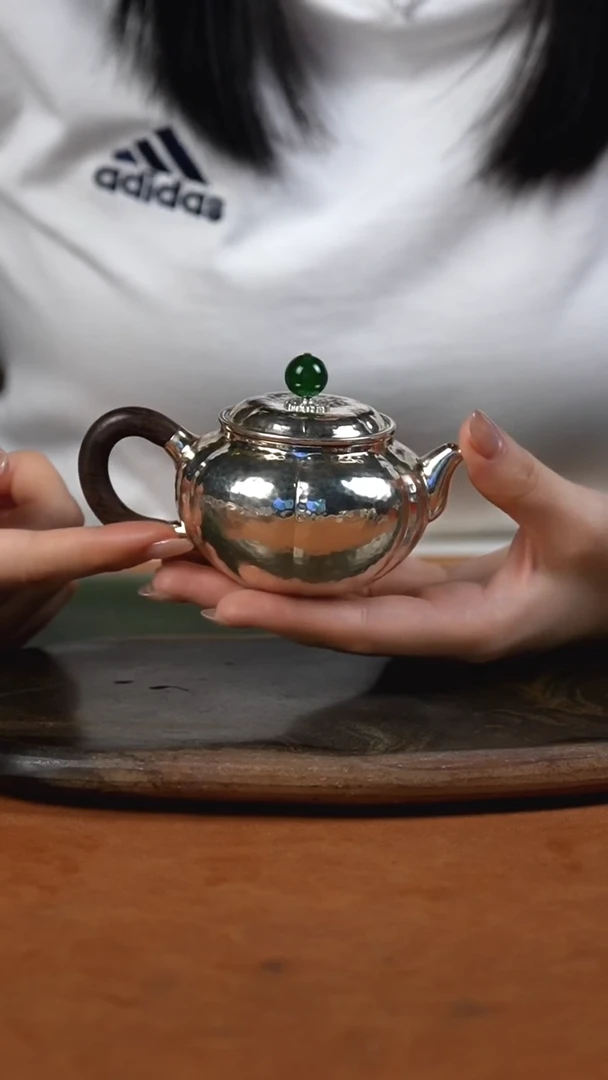 手工锤纹南瓜泡茶壶