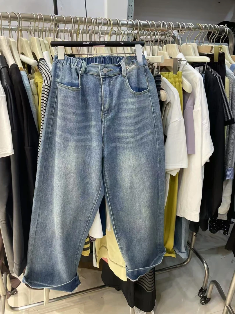 【悦悦家】卷边小直筒牛仔裤