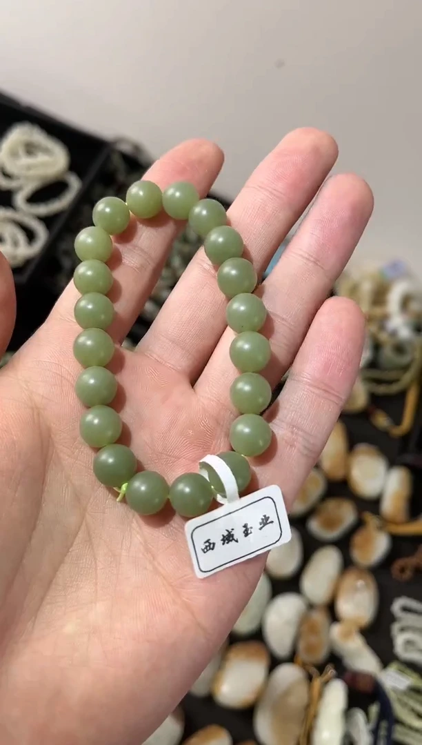 【闪购商品】和田玉手串未镶嵌若羌青黄口手串卡10微色差