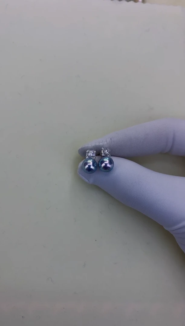 银S925镶嵌DA海水珍珠 GD212 耳钉 8