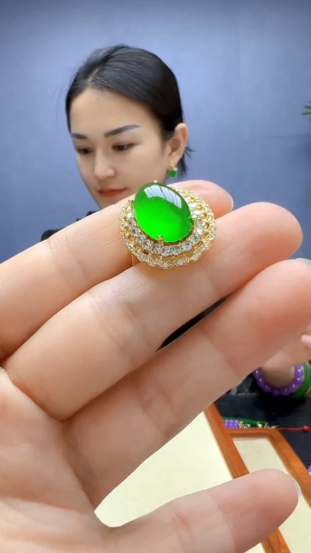 翡翠14K金镶嵌颈饰丹丹diy颈饰戒指