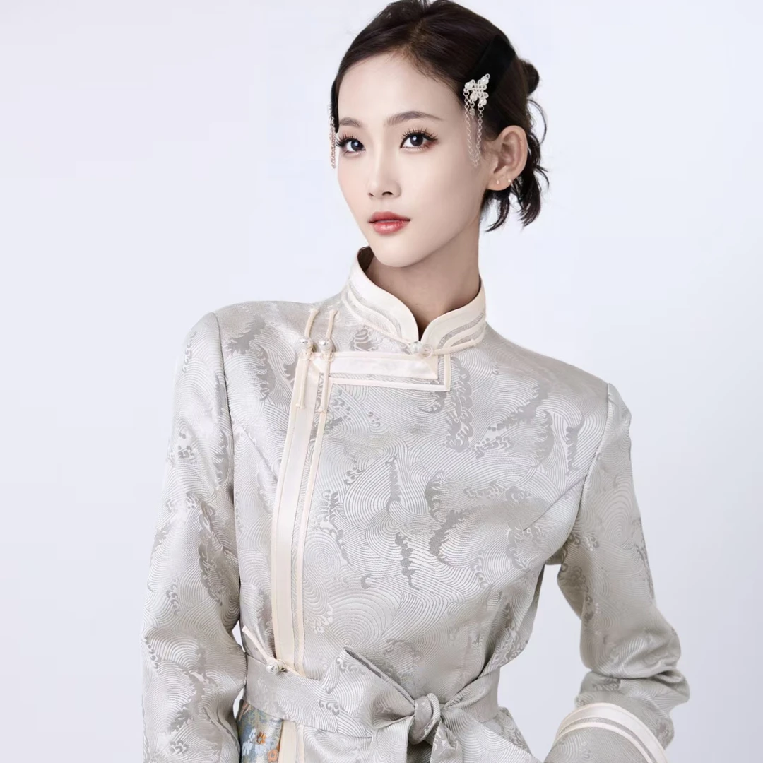 阿泯娜【阿泯娜】F248081新款民族服饰  浅灰浪花外套女