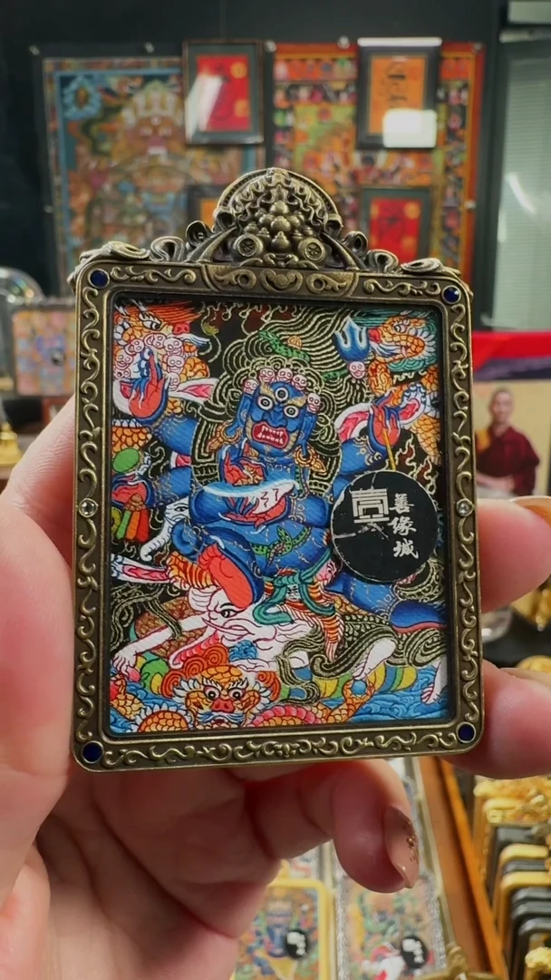 吊坠壹善缘城手绘唐卡黑六臂