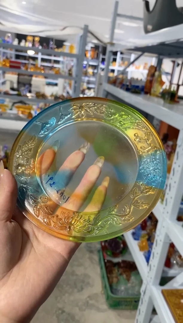 手工艺品琉璃蕙***.花好月圆盘 完品