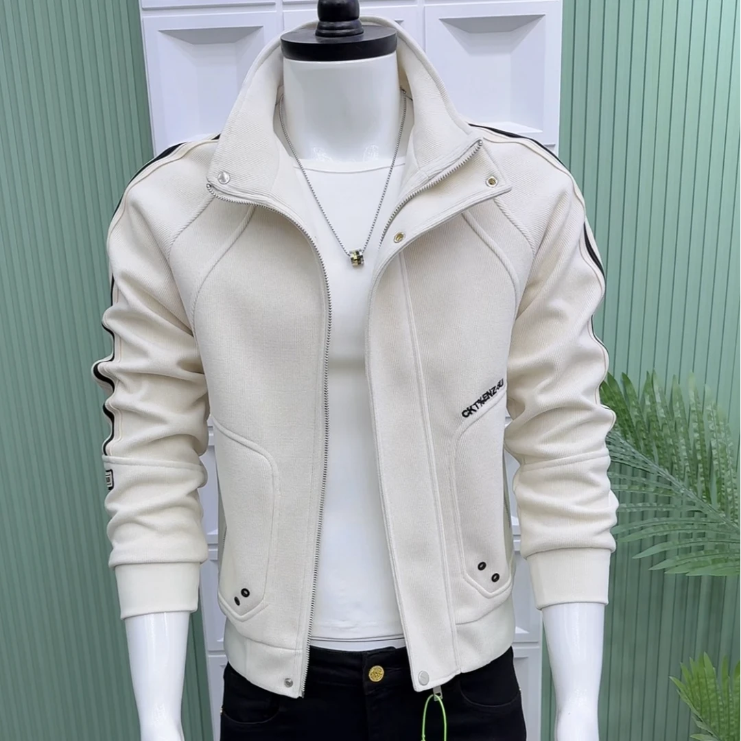 秋冬时尚韩版帅气立领加厚夹克加绒短款秋季简约休闲男款外套2160