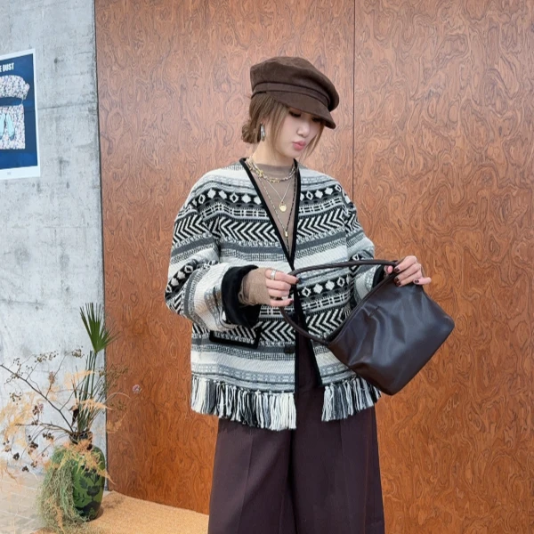 ICE DUST2025秋提花流苏V领短款夹克外套女2480dopdop买手店