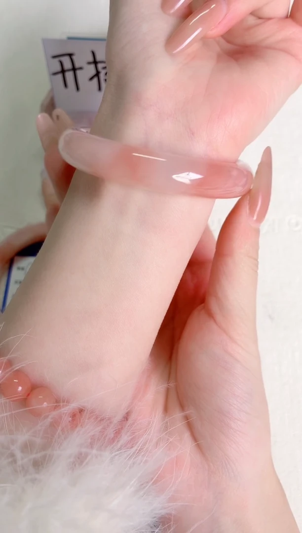 未镶嵌手镯石英质玉桃花13-圈口56