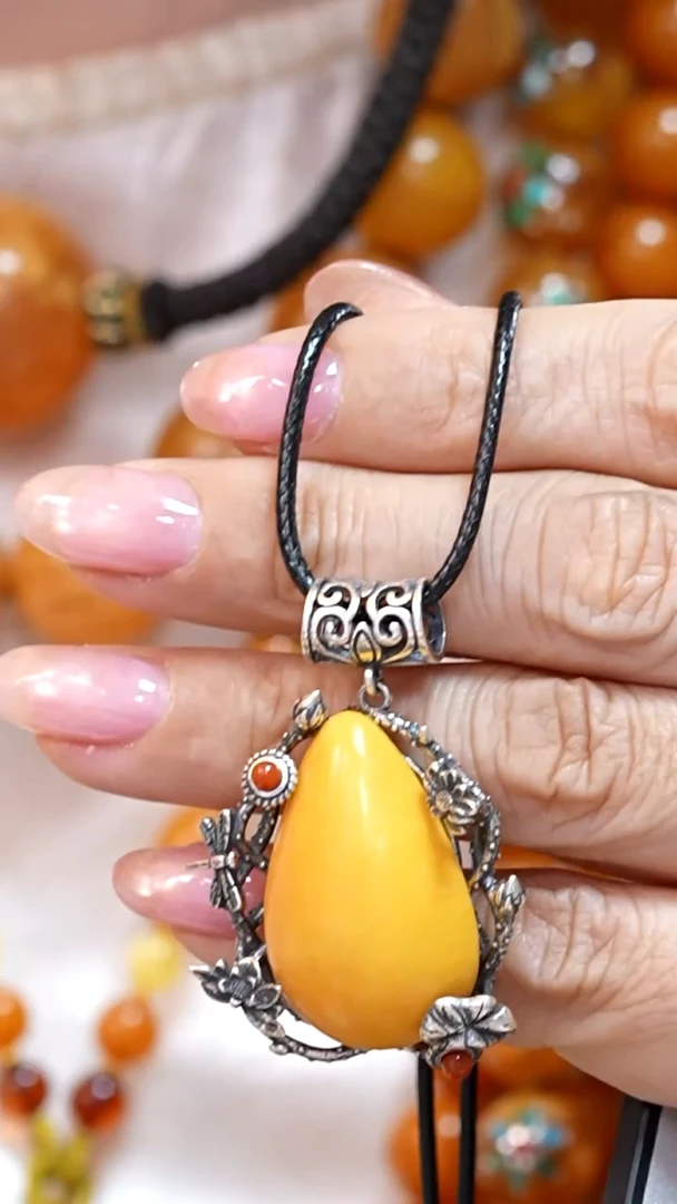 蜜蜡颈饰银S925镶嵌7969天然蜜蜡珠宝奇石云端妖孽全部保真