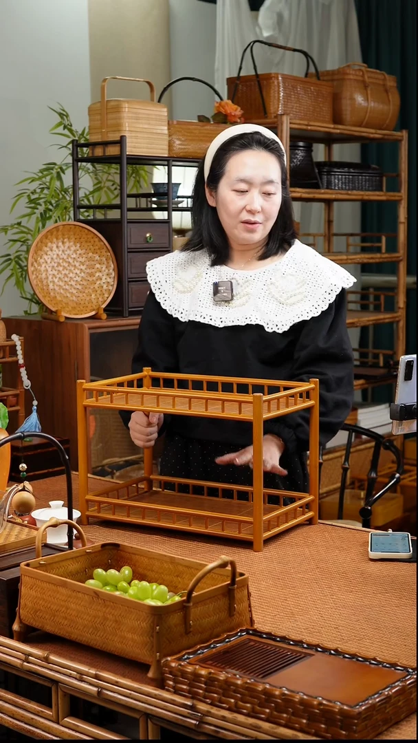 【闪购商品】小满】茶棚竹丝二层烟熏色全围茶架