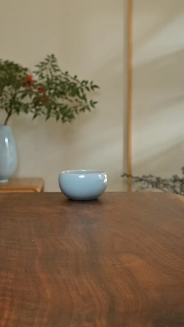 圆钵杯 天青 微瑕 朱法喜款