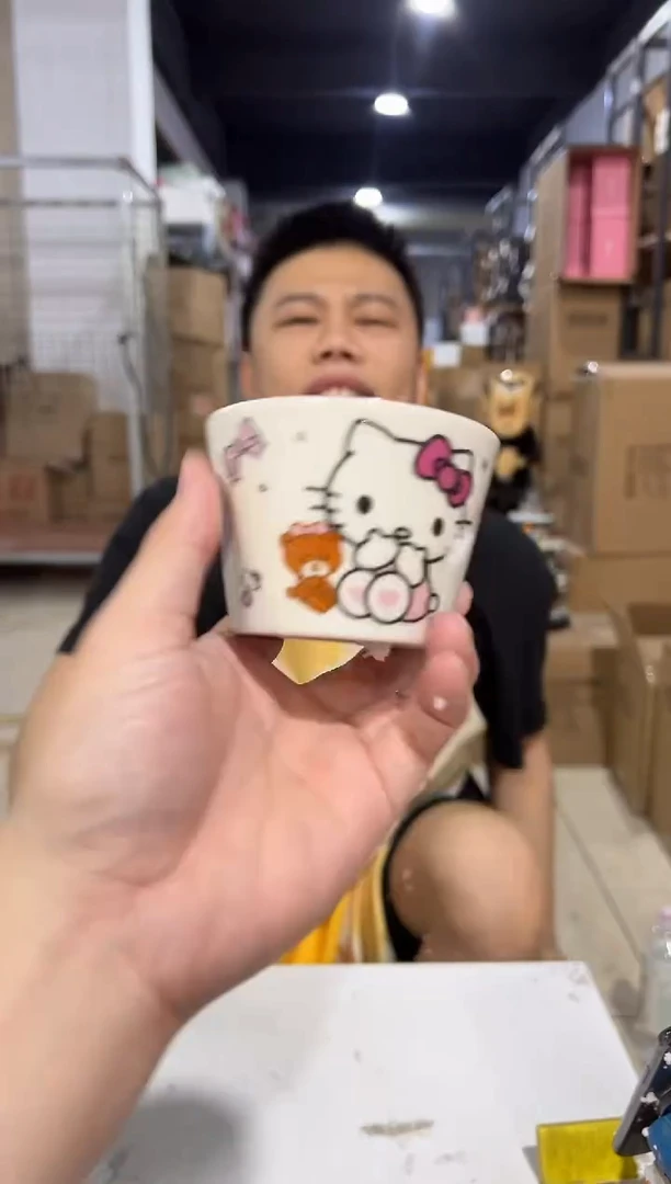 瓷片小号白色kt猫酸奶杯