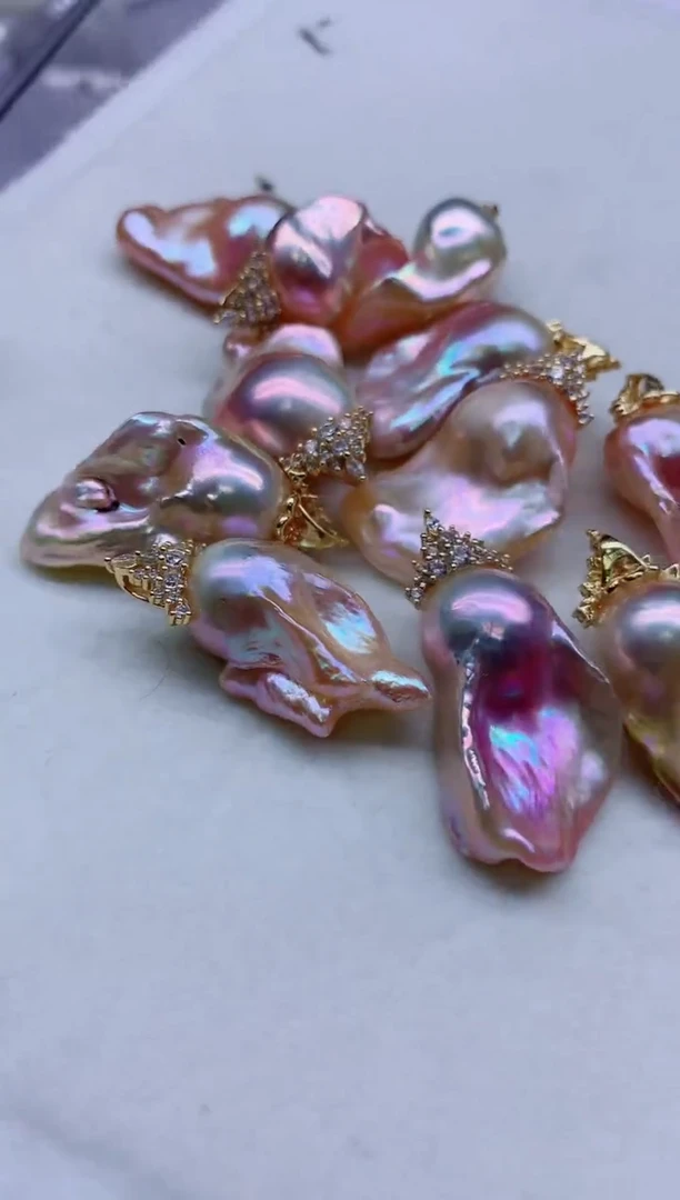 淡水珍珠银S925镶嵌吊坠(不含链)多样性发其一，非无暇