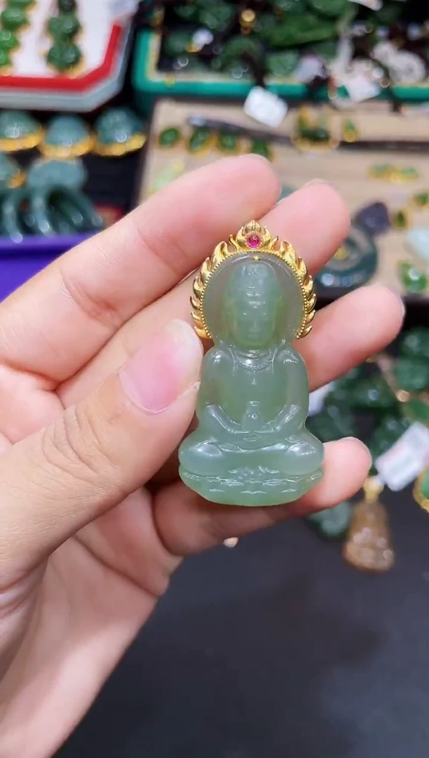 和田玉18K金镶嵌吊坠(赠链)49MM多样性发一